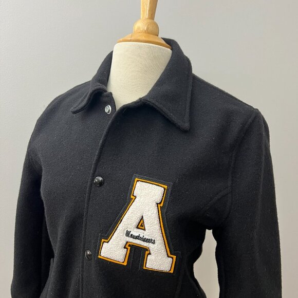 Neff Varsity Jacket App State Black Wool Sz S - Picture 1 of 11